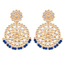 Etnico 18K Gold Plated Chandbali Earrings Glided With Kundans For Women/Girls (E2462Bl)