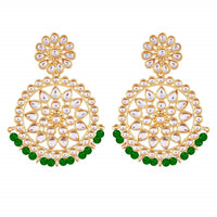 Etnico 18K Gold Plated Chandbali Earrings Glided With Kundans For Women/Girls (E2462G)