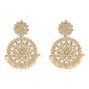 Etnico 18K Gold Plated Chandbali Earrings Glided With Kundans For Women/Girls (E2462Pe)