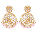 Etnico 18K Gold Plated Chandbali Earrings Glided With Kundans For Women/Girls (E2462Pi)