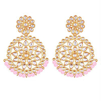 Etnico 18K Gold Plated Chandbali Earrings Glided With Kundans For Women/Girls (E2462Pi)