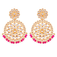 Etnico 18K Gold Plated Chandbali Earrings Glided With Kundans For Women/Girls (E2462Q)