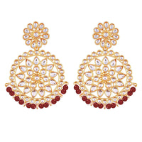 Etnico 18K Gold Plated Chandbali Earrings Glided With Kundans For Women/Girls (E2462R)