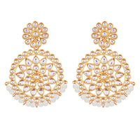 Etnico 18K Gold Plated Chandbali Earrings Glided With Kundans For Women/Girls (E2462W)