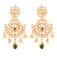 Etnico Traditional Gold Plated Chandbali Earrings Encased With Faux Kundans For Women/Girls (E2465G)