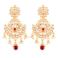 Etnico Traditional Gold Plated Chandbali Earrings Encased With Faux Kundans For Women/Girls (E2465M)