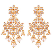Etnico Gold Plated Zinc Alloy Kundan Stone Earrings For Women's, Gold(E2465W)