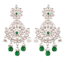 Etnico Traditional Silver Plated Chandbali Earrings Encased With Faux Kundans For Women/Girls (E2465ZG)