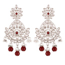Etnico Traditional Silver Plated Chandbali Earrings Encased With Faux Kundans For Women/Girls (E2465ZM)