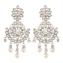 Etnico 18k Rhodium Plated Chandbali Earrings Encased With Faux Kundans For Women/Girls (E2465ZW)