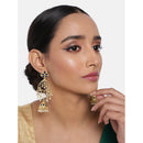 Etnico 18k Gold Plated Traditional Handcrafted Blue Meenakari Pearl Studded Dangler Jhumki Earrings for Women (E2471Bl)