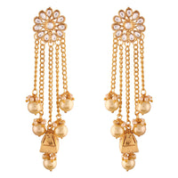 Etnico 18K Gold Plated Traditional Kundan & Pearl Studded Earring Set for Women/Girls (E2606FL)