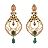 Etnico Traditional Gold Plated Dangler & Drop Chandbali Designer Earrings For Women (E2612G)