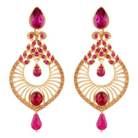 Etnico Traditional Gold Plated Dangler & Drop Chandbali Designer Earrings For Women (E2612Q)