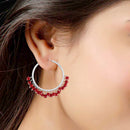 Etnico Silver Plated Pearl Chandbali Earring for Women (E2628SM)