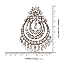 Etnico 18K Silver Oxidised Traditional Stone Studded Chandbali Earrings for Women (E2633OX)