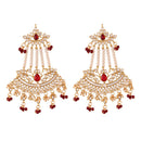 Etnico Gold Plated Traditional Kundan & Pearl Dangler Drop Paasa Earrings For Women (E2636M)