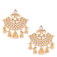 Etnico Traditional Gold Plated Kundan & Pearl Earrings For Women (E2637)