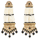 Etnico 18K Gold Plated Traditional Stone Studded Multi Strand Pearl Earrings For Women (E2781B)