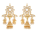Etnico 18K Gold Plated Traditional Handcrafted Jhumka Earrings Encased with Faux Kundan & Pearl for Women/Girls (E2786W)