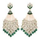Etnico 18K Gold Plated Traditional Handcrafted Meena Work Earring Glided With Kundan & Pearls (E2792) (Green)
