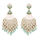 Etnico 18K Gold Plated Traditional Handcrafted Meena Work Earring Glided With Kundan & Pearls (E2792Sb)