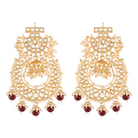 Etnico 18K Gold Plated Kundan & Pearl Traditional Handcrafted Jhumki Earrings for Women/Girls (E2793M)