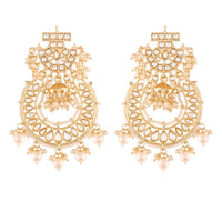 Etnico 18K Gold Plated Kundan & Pearl Traditional Handcrafted Jhumki Earrings for Women/Girls (E2793W)