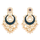 Etnico 18K Gold Plated Traditional Handcrafted Blue Meena Work Earring Glided With Kundan & Pearls (E2794Bl)