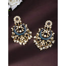 Etnico 18K Gold Plated Traditional Handcrafted Blue Meena Work Earring Glided With Kundan & Pearls (E2794Bl)
