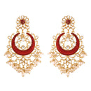 Etnico 18K Gold Plated Traditional Handcrafted Maroon Meena Work Earring Glided With Kundan & Pearls (E2794M)