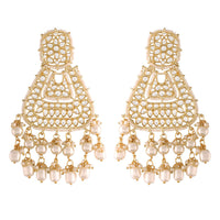 Etnico 18K Gold Plated Traditional Handcrafted Earrings Encased with Faux Kundan & Pearl for Women/Girls (E2798W)