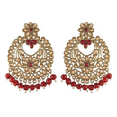 Etnico 18K Gold Plated Traditional Handcrafted Chandbali Earrings Set Encased With Faux Kundan & Pearl For Women/Girls (E2800FLM)