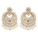 Etnico 18K Gold Plated Traditional Handcrafted Chandbali Earrings Set Encased With Faux Kundan & Pearl For Women/Girls (E2800W)