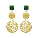 Etnico Traditional Gold Plated Matte Finish Zinc Alloy Earrings for Women, Green (E2811G)