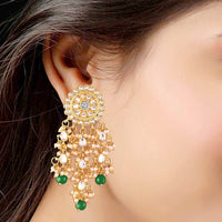 Etnico Traditional Gold Plated Kundan Pearl Earrings & for Women (E2822G)