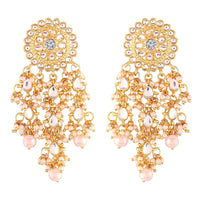 Etnico Traditional Gold Plated Kundan Pearl Earrings for Women (E2822W)