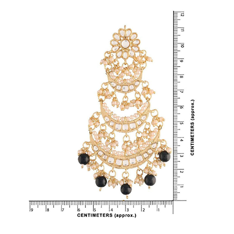 Etnico 18k Gold Plated 3 Layered Beaded Chandbali Earrings with Kundan and Pearl Work for Women (E2859B)