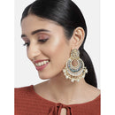 Etnico 18k Gold Plated Enamel/Meenakari Big Chandbali Earrings Glided With Kundan & Pearl for Women (E2860BL)