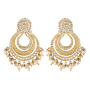 Etnico 18k Gold Plated Big Chandbali Earrings Glided With Kundan & Pearl for Women (E2860FL)