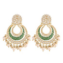 Etnico 18k Gold Plated Enamel/Meenakari Big Chandbali Earrings Glided With Kundan & Pearl for Women (E2860G)