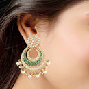 Etnico 18k Gold Plated Enamel/Meenakari Big Chandbali Earrings Glided With Kundan & Pearl for Women (E2860G)