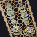 Etnico White 18K Gold Plated Zinc Alloy Matte Finish Kundan and Pearl Work Chandbali Earrings for Women (E2861Min)