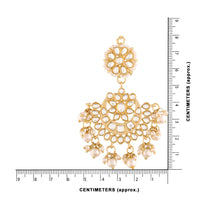 Etnico White 18K Gold Plated Zinc Alloy Matte Finish Kundan and Pearl Work Chandbali Earrings for Women (E2861RBl)