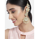 Etnico 18K Gold Plated Zinc Matte Finish Kundan and Pearl Chandbali Earrings for Women