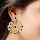 Etnico18K Gold Plated Traditional Big Chandbali Earrings studded with Kundan & Stone for Women/Girls (E2862G)