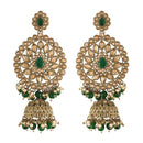 EtnicoWomen's Traditional Gold Plated with Stunning Antique Finish Kundan and Pearl Jhumka Earrings; Green (E2863G)