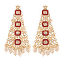 Etnico18k Gold Plated Red Meenakari Kundan Pearl Chandbali Dangle Earrings for Women (E2938R)
