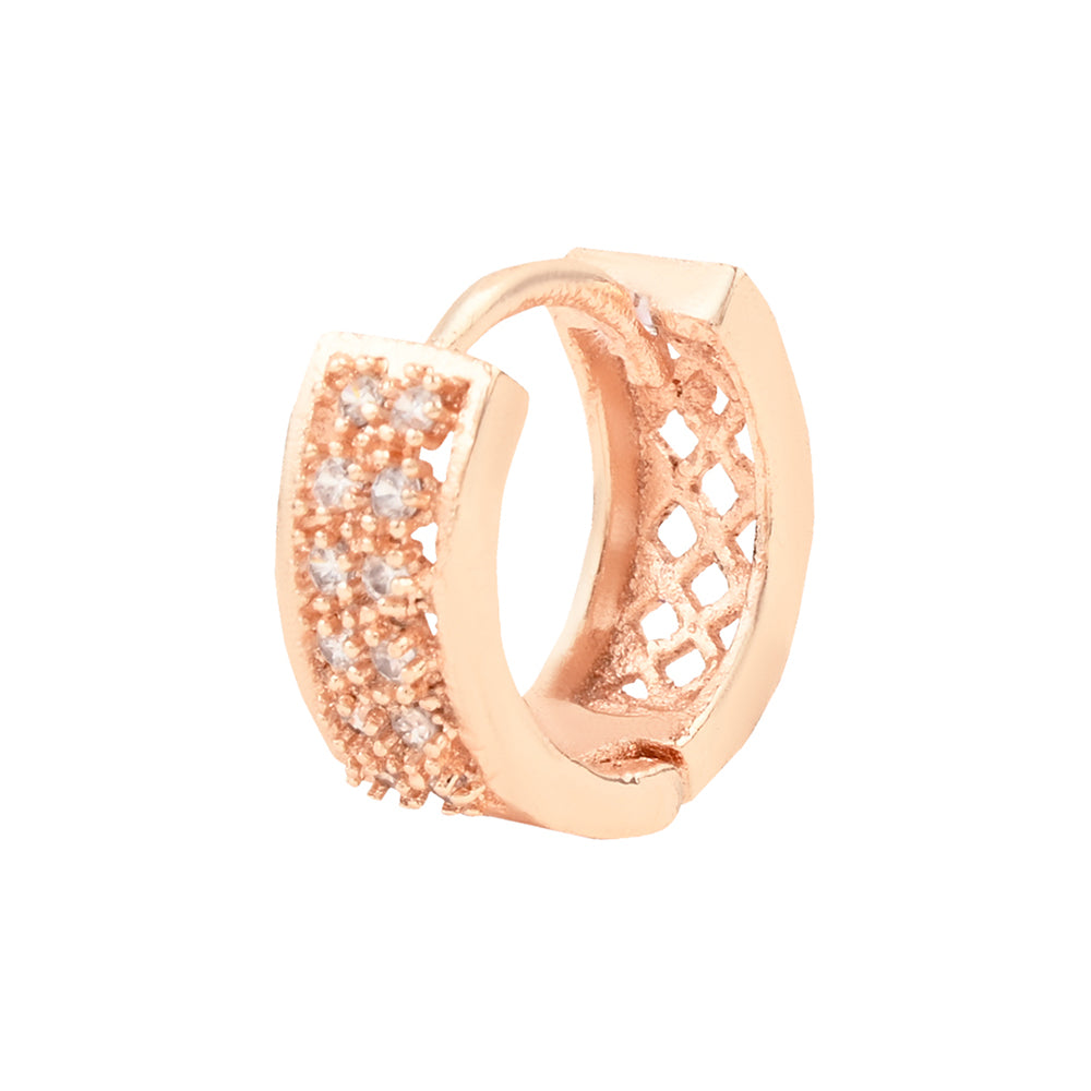 Etnico Valentine's Special Rose Gold-Plated AD Stone Contemporary Studs Earrings for women (E2966)