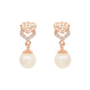 Etnico Valentine's Special Rose Gold-Plated AD Stone Contemporary Studs Earrings for women (E2967)